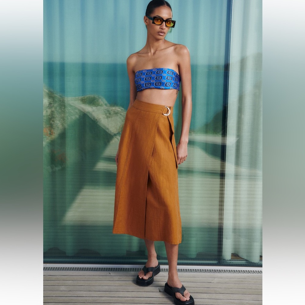 Linen Blend Pareo Skirt
